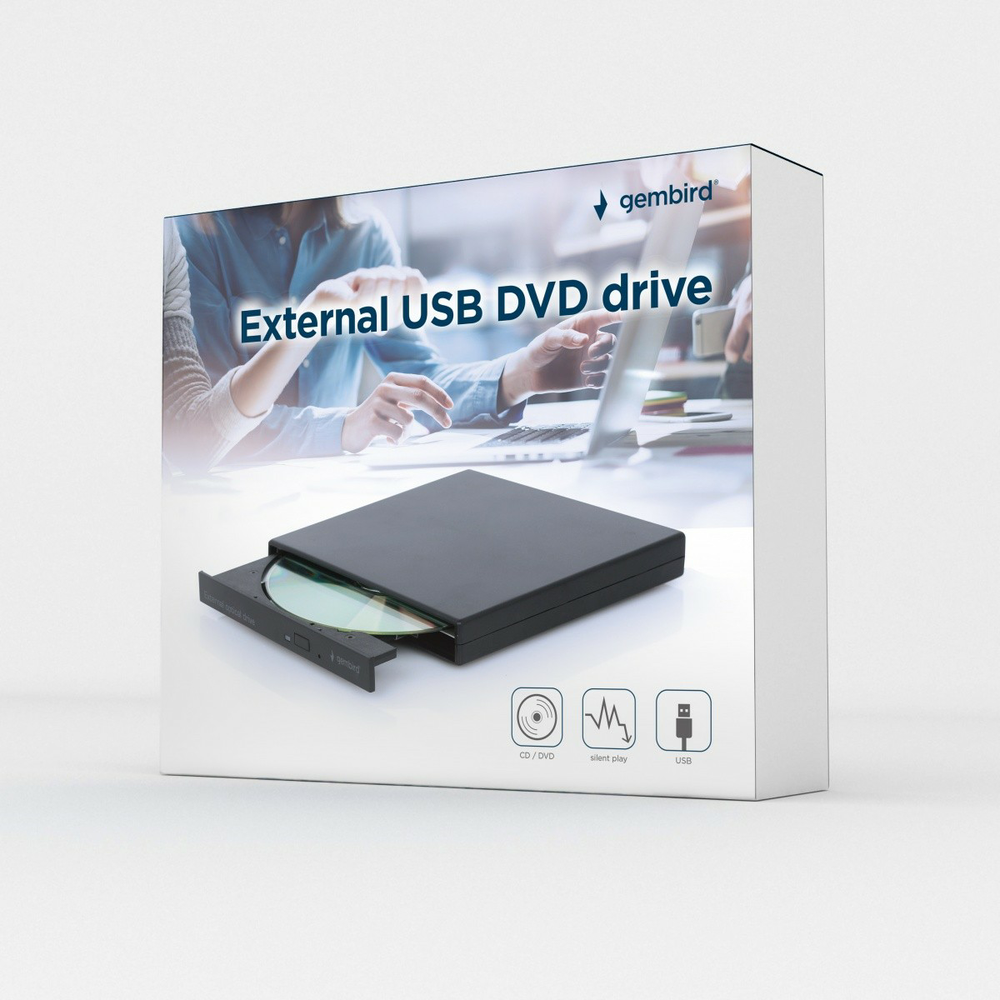 GEMBIRD External USB DVD / CD drive USB 2.0 juodas, modelis DVDUSB