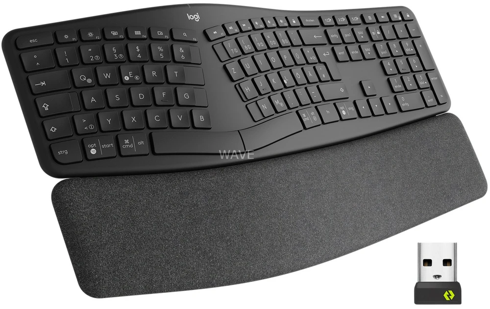 Logitech ERGO K860 SPLIT belaidė klaviatūra verslui, grafito spalvos, vokiečių kalba (Qwertz) aprašymas - Prekės nuotrauka