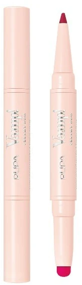PUPA Milano Vamp! Creamy Duo Lūpų kontūro pieštukas ir blizgūs lūpų dažai, spalva - 010 True Red aprašymas - Prekės nuotrauka