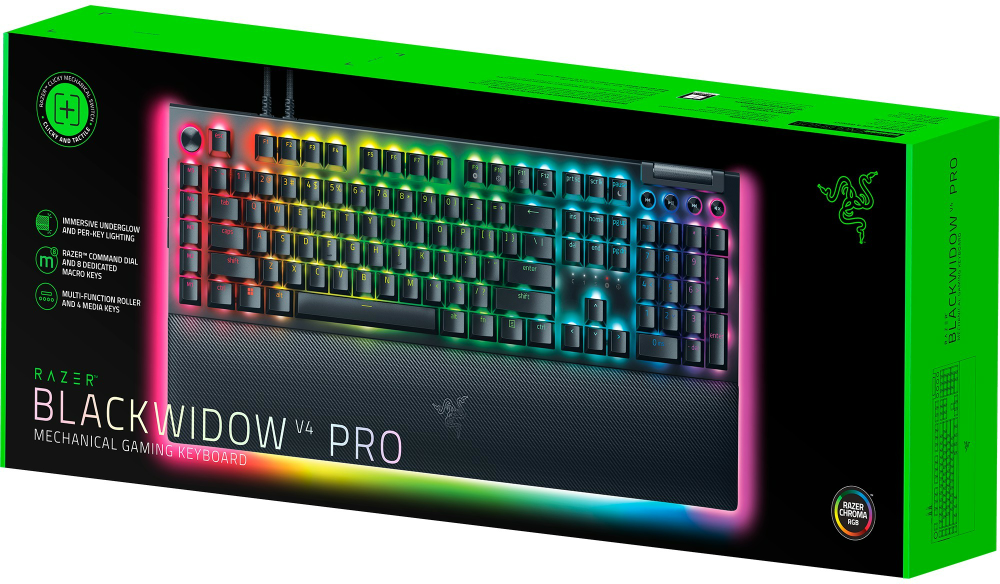 Razer BlackWidow V4 Pro Klaviatūra žaidimams, Žalias Switch, USB, UK ...