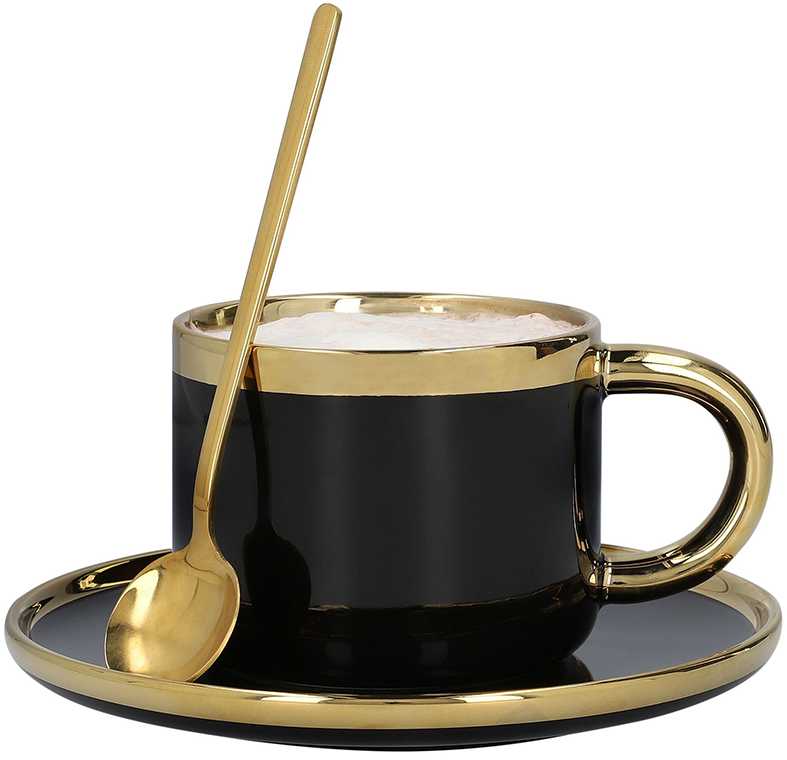 Cup with a saucer and spoon Homla SINNES Juodas, 200 ml