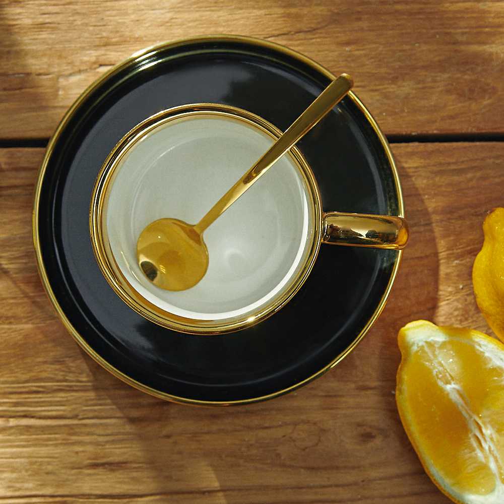 Cup with a saucer and spoon Homla SINNES Juodas, 200 ml