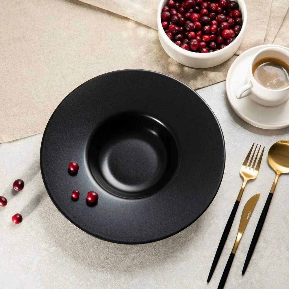 Plate Homla FAMELIO Juodas for pasta, 28 cm