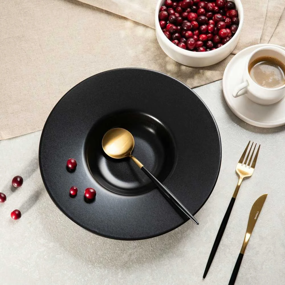 Plate Homla FAMELIO Juodas for pasta, 28 cm