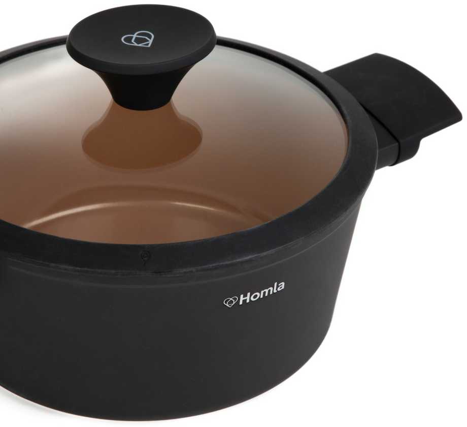 Puodas su dangčiu juodas 2,4 l homla