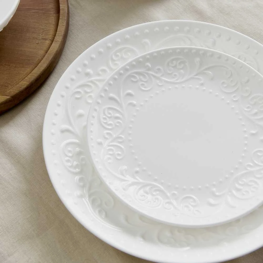 Dessert plate Homla SYLIA Baltas Ornament, 21 cm