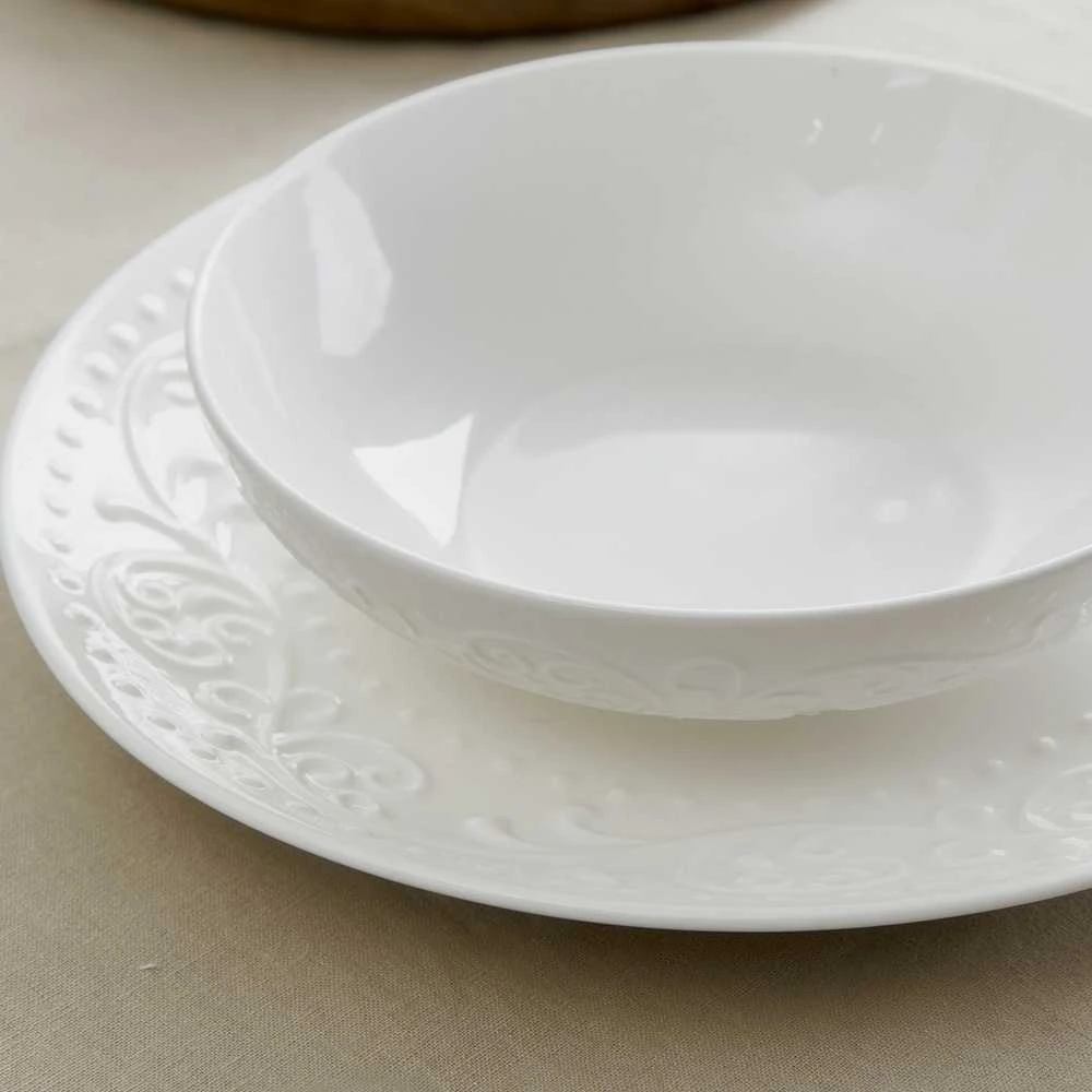 Plate Homla SYLIA Deep Baltas Ornament, 20 cm