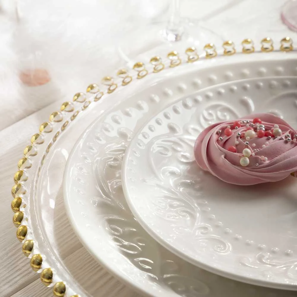 Plate Homla SYLIA Baltas Ornament, 27 cm
