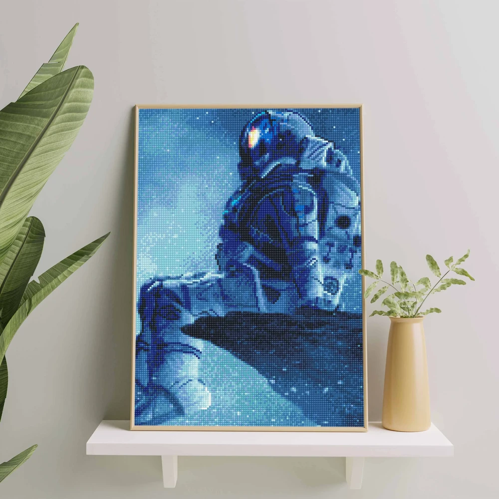 Astronautas ir žvaigždės 40×50 cm (apvalūs deimantukai)