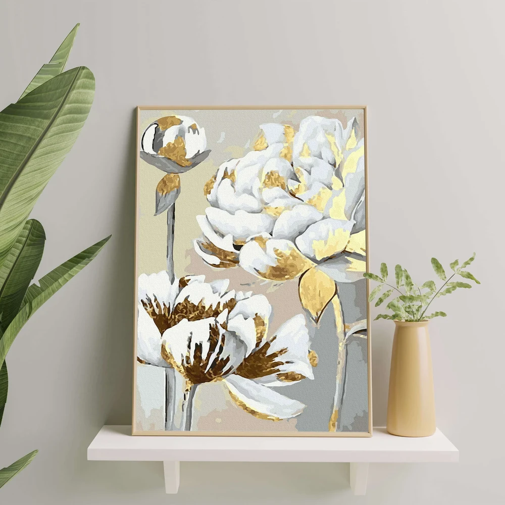 Tapyba pagal skaičius Gėlės paauksuoti 40x50 cm