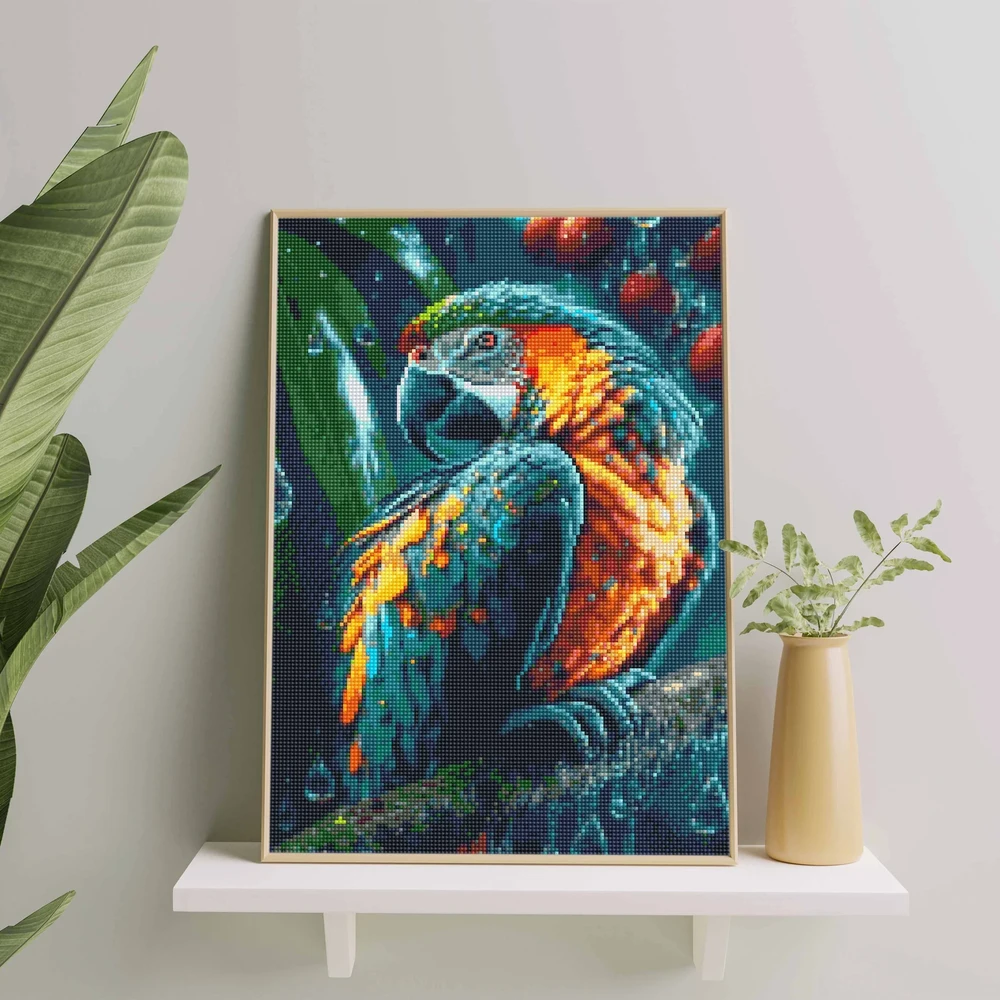 Dėlionė Graži papūga 40×50 cm (apvalūs deimantukai)