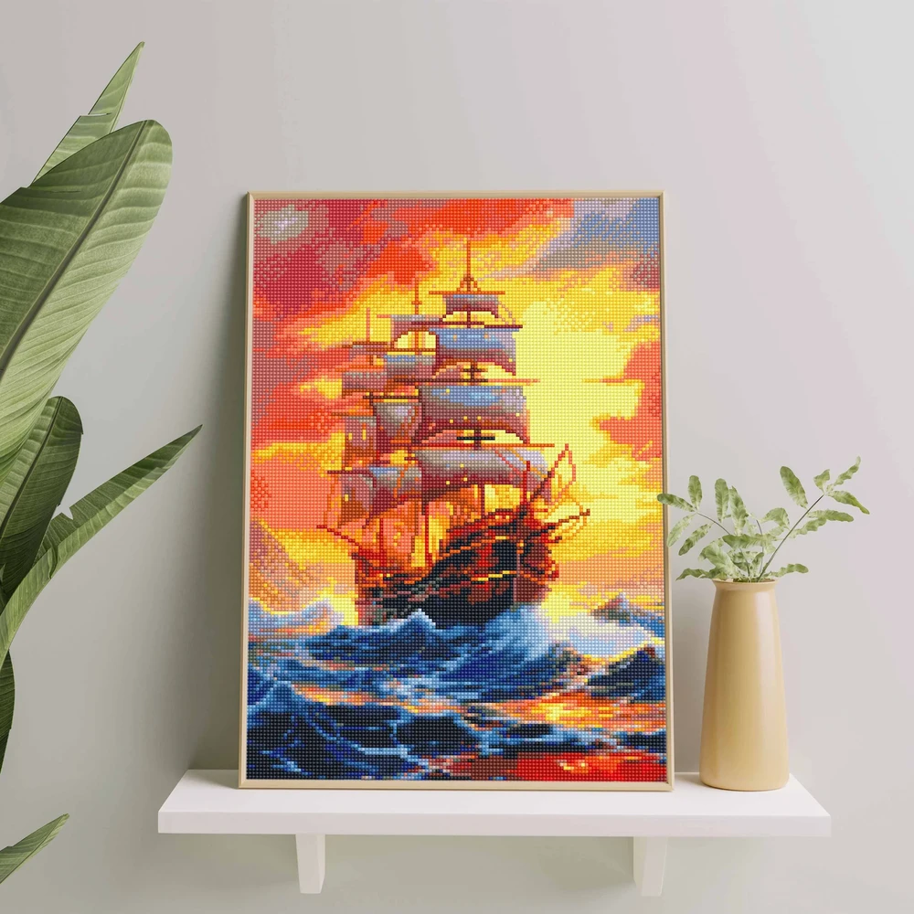 Deimantinė mozaika Laivas jūroje 40x50 cm