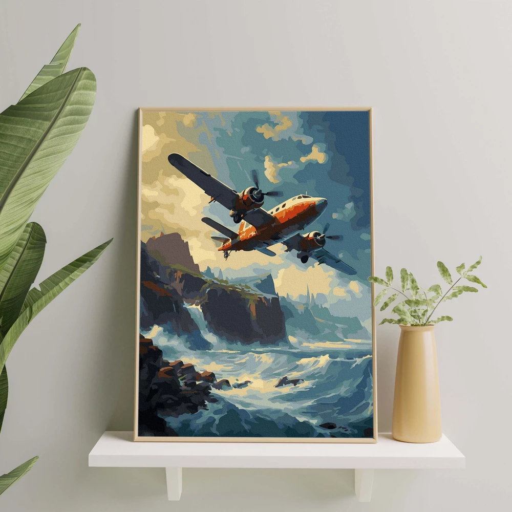Tapyba pagal skaičius Lėktuvas jūroje 40x50 cm