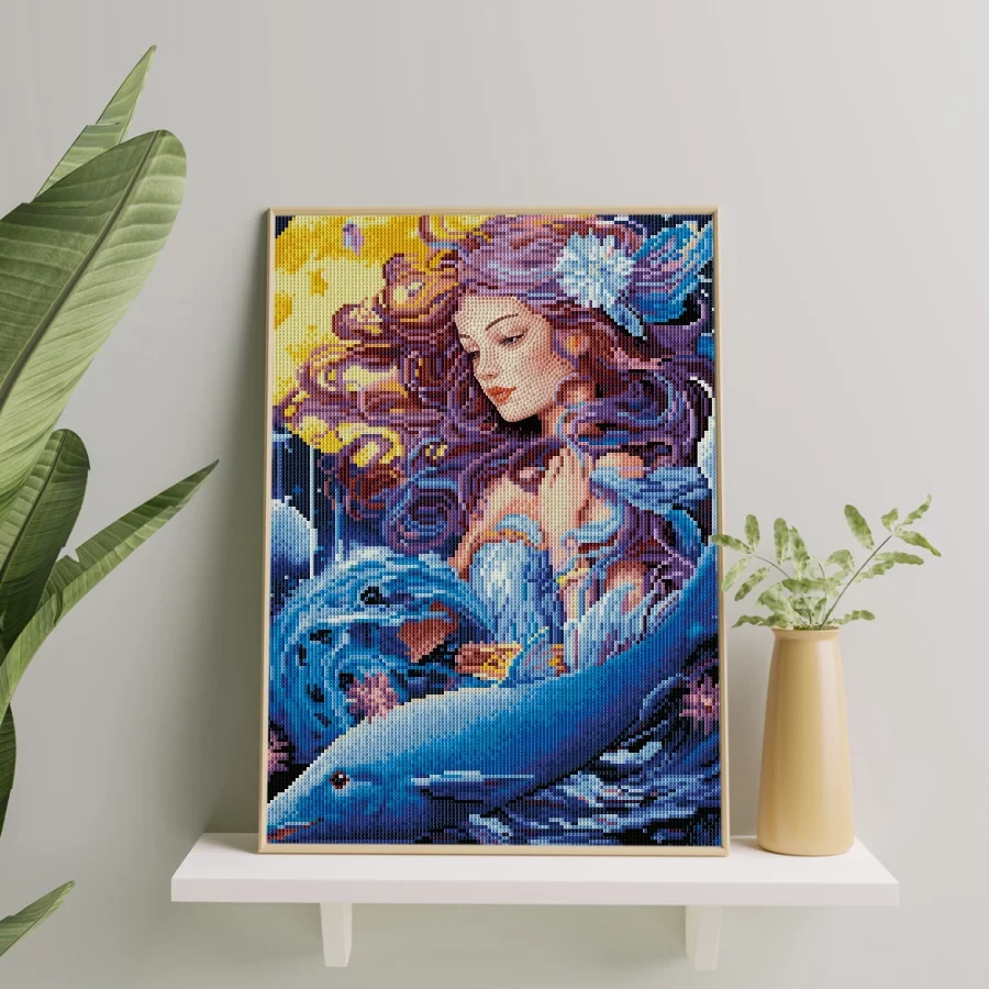 Mėnulio undinė 40×50 cm (apvalūs deimantukai)