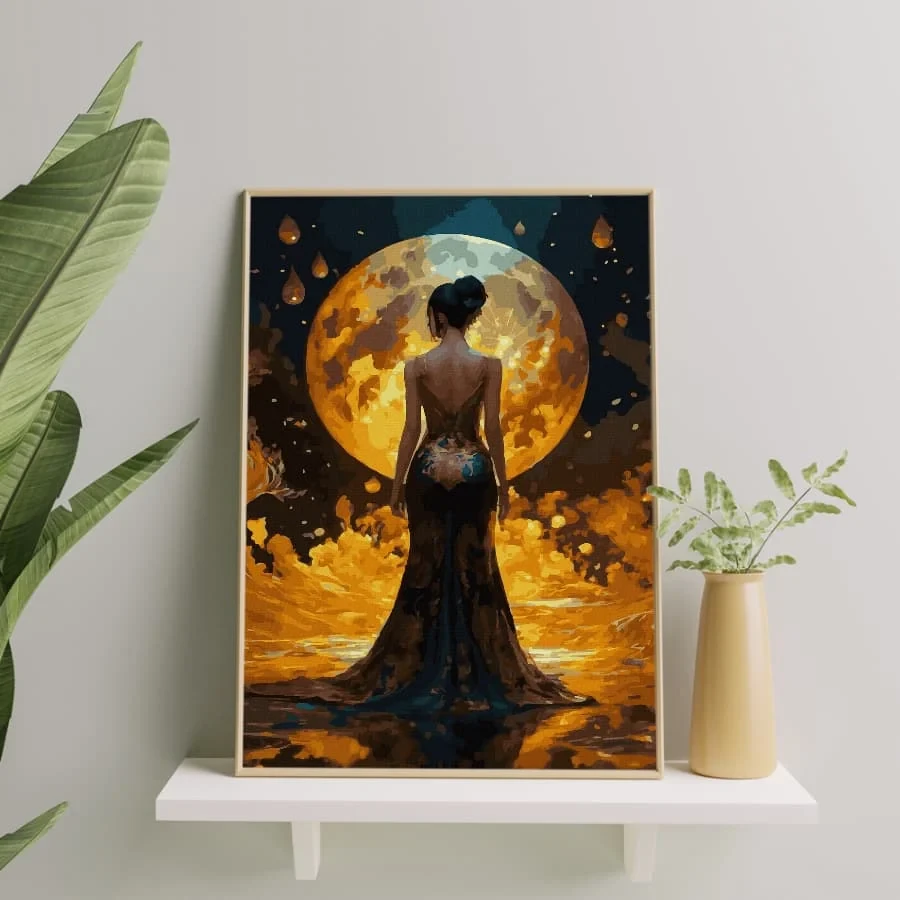 Nakties dama aukse 40*50 (su auksiniais dažais)