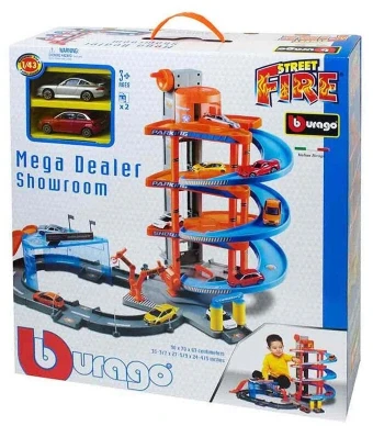 BBURAGO 1:43 trasos rinkinys Mega Dealer Showroom Street Fire, 18-30031