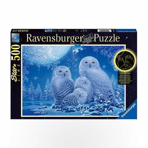 Ravensburger tamsoje šviečianti dėlionė „Baltosios pelėdos“, 500 det.