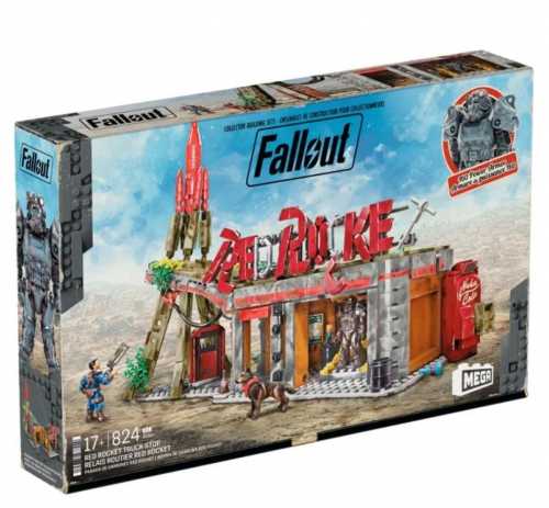 Dėlionė Mattel MEGA FALLOUT BLOCKS Raudona Rocket Station, statybinis komplektas +17 m