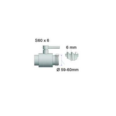 IBC rutulinis ventilis 75mm vid.sr. x 60mm iš.sr. su akle