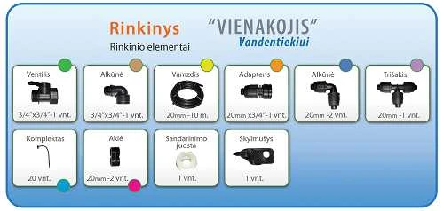 Laistymo Padejejas Šiltnamio laistymo sistema "Vienakojis" vandentiekiui