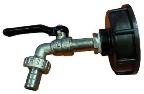 Metalinis IBC ventilis 60 mm su pajungimu laistymo žarnai ½" (juoda rankena)