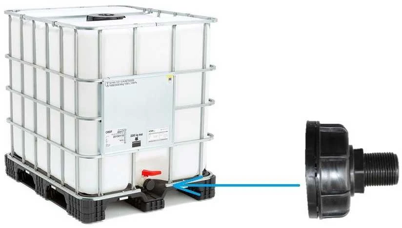 Pajungimas 60mm prie IBC konteinerio x 3/4 išorinis sriegis