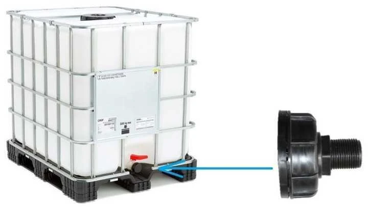 Pajungimas 60mm prie IBC konteinerio x 3/4 išorinis sriegis