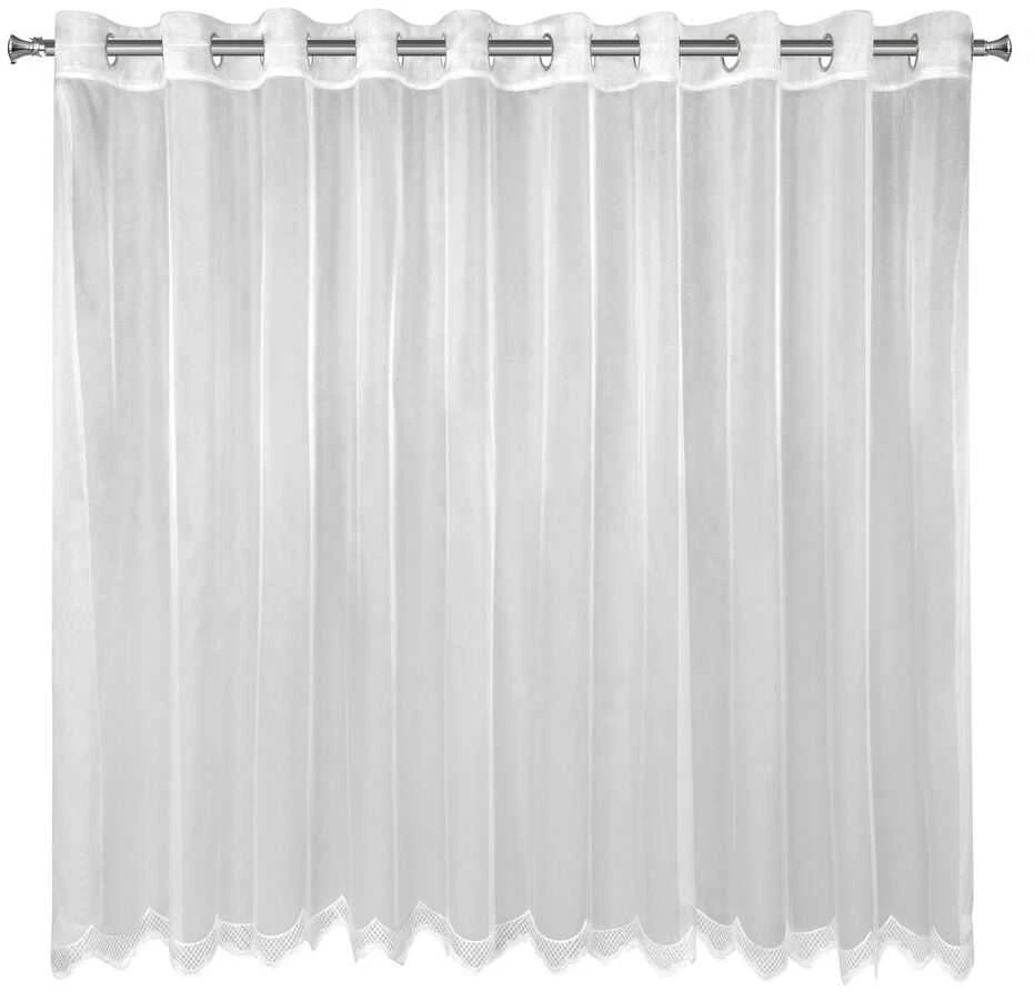 Eurofirany Balta permatoma užuolaida, siuvinėta langų apdaila, paruoštos kilpinės užuolaidos, 350x145 cm voilio užuolaida, lengva langų danga Dieninės užuolaidos
