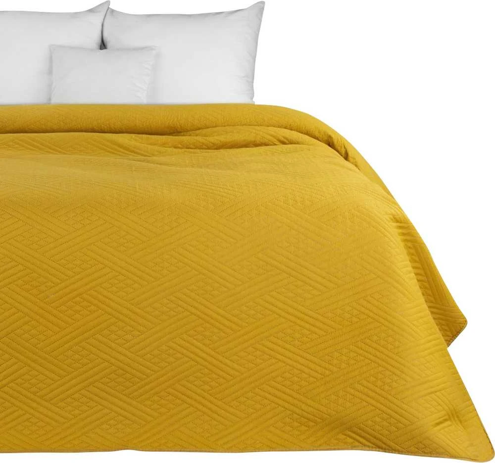 Eurofirany DESIGN 91 BONI / 4 Lovatiesė su geometriniu raštu, išgautu karšto spaudimo technika (hot press), 170X210 cm, spalva: garstyčių