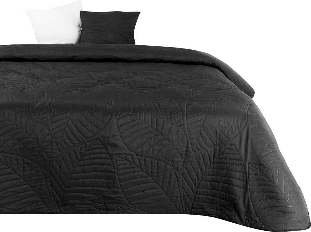 Eurofirany DESIGN 91 BONI / 6 Lovatiesė, dygsniuota karšto spaudimo būdu su lapų raštu, 170X210 cm, spalva: juoda Lovatiesė