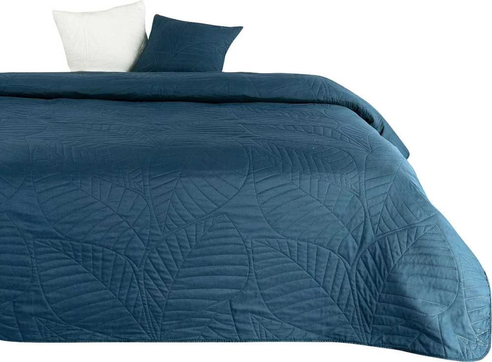 Eurofirany DESIGN 91 BONI / 6 Lovatiesė, dygsniuota karšto spaudimo būdu su lapų raštu, 170X210 cm, spalva: mėlyna Lovatiesė