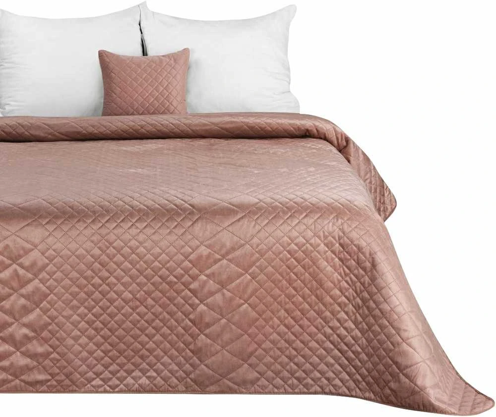 Eurofirany DESIGN 91 LUIZ / 3 Aksominė lovatiesė, dygsniuota karšto spaudimo būdu su geometriniu raštu, 170X210 cm, spalva: rožinė Lovatiesė