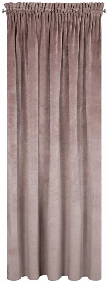Naktinė užuolaida iš minkšto aksomo Eurofirany DIVA LINE RIA 140X270 cm, juosta/ tunelis/ kabliukai, 300 g/m2, spalva: pudrinė