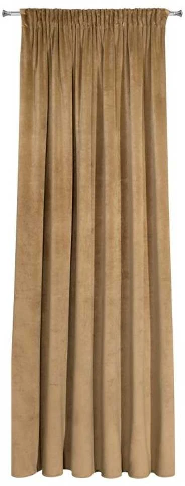 Naktinė užuolaida iš minkšto aksomo Eurofirany DIVA LINE RIA 140X270 cm, juosta/ tunelis/ kabliukai, 300 g/m2, spalva: medaus