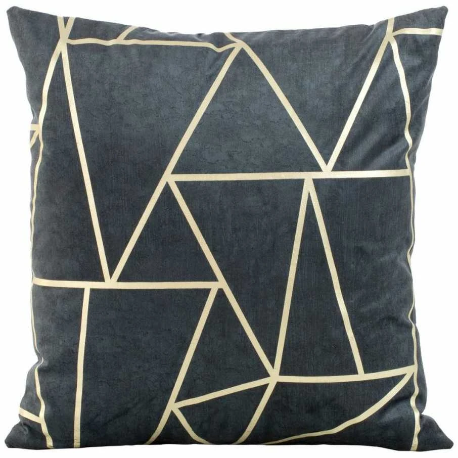 Eurofirany BLINK / 29 Aksominis pagalvės užvalkalas su auksiniu geometriniu raštu, 45X45 cm, spalva: plieno