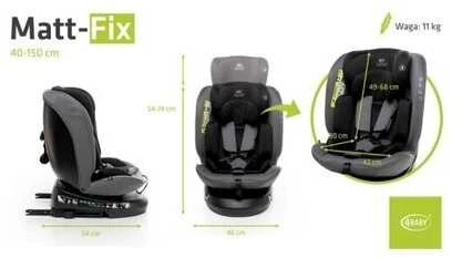 4Baby 4 BABY automobilinė kėdutė Matinis-FIX 40-150cm Pilkas I-SIZE