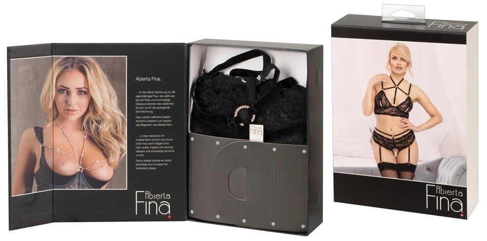 Abierta Fina seksualus komplektas Bra Set juodas M