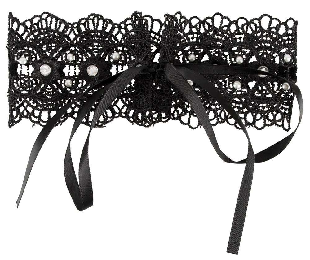 Cottelli Accessoires Siuvinėti Choker + Kalnų krištolas