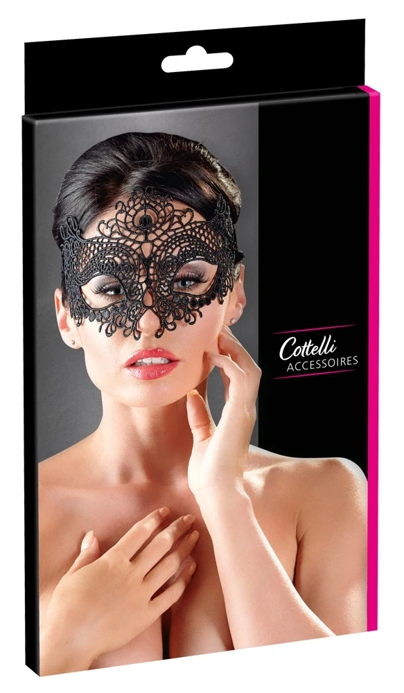 Cottelli Accessoires juodo nėrinio karnavalinė kaukė