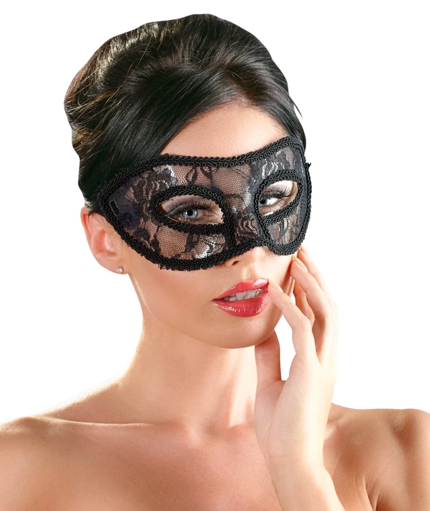 Cottelli Accessoires juoda nėrinių akių kaukė