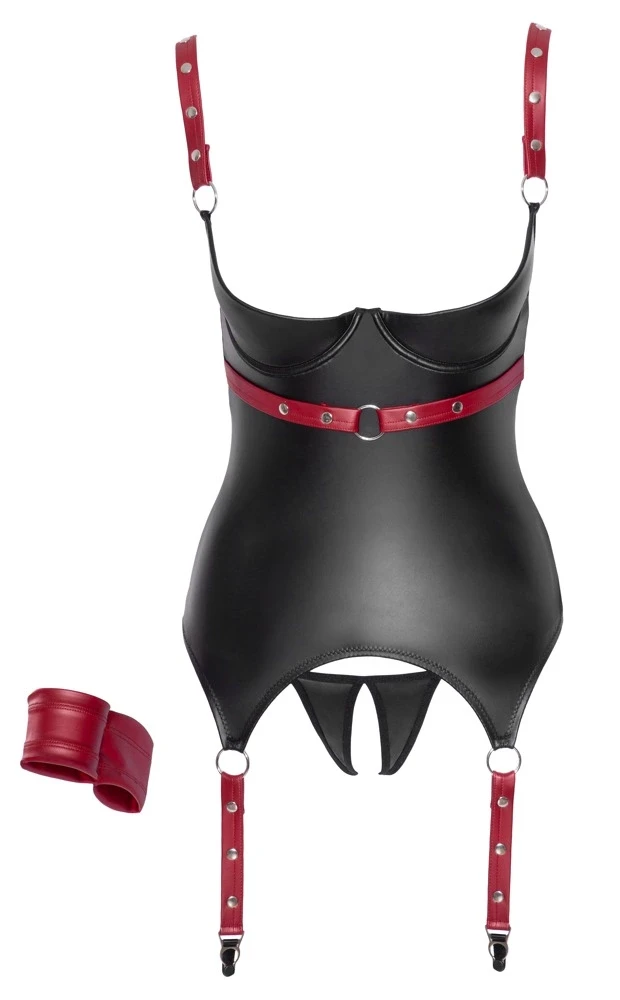 Cottelli Bondage Basque juodas/red L