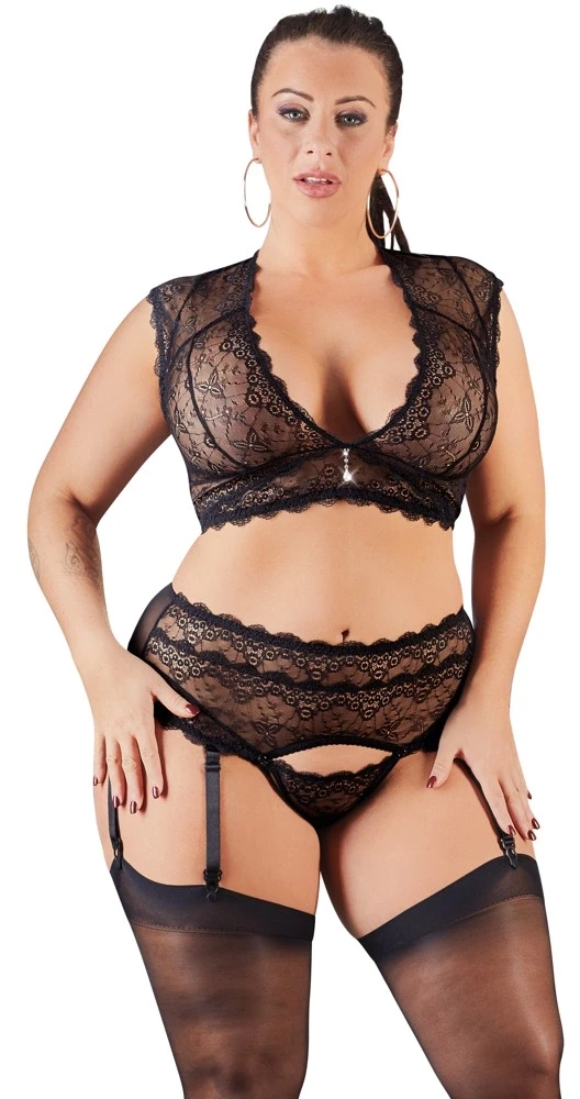 Cottelli Curves Lace Set juodas L