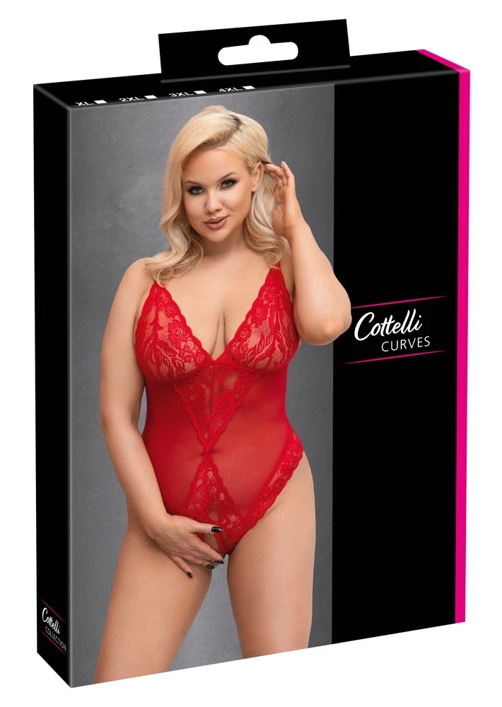Cottelli Curves Body be tarpkojų raudona 2XL