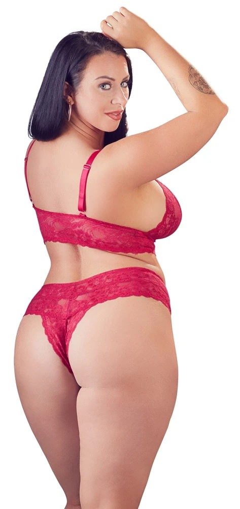 Cottelli Curves Bra and Raudona Briefs 3XL