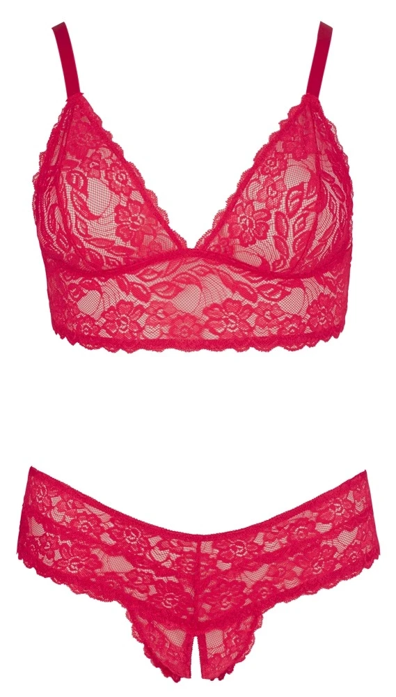 Cottelli Curves Bra and Raudona Briefs 3XL
