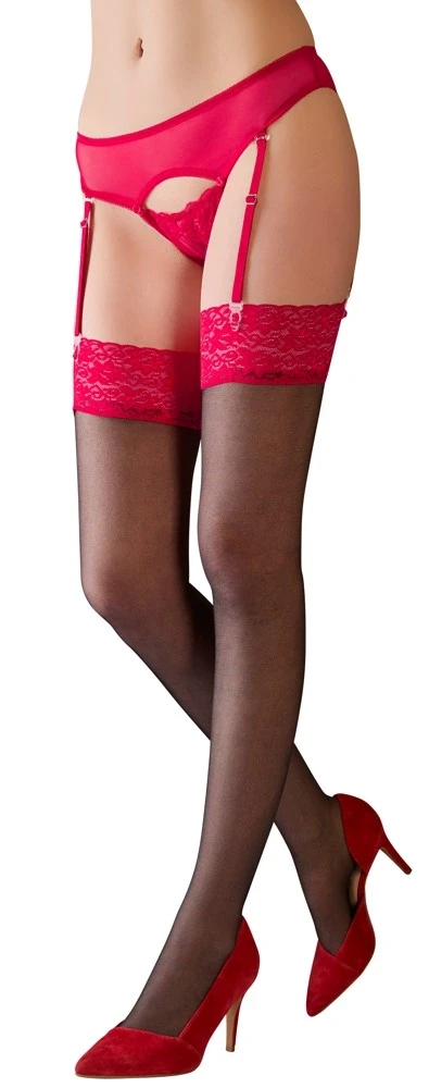 Cottelli Legwear Stockings juodas/red 5