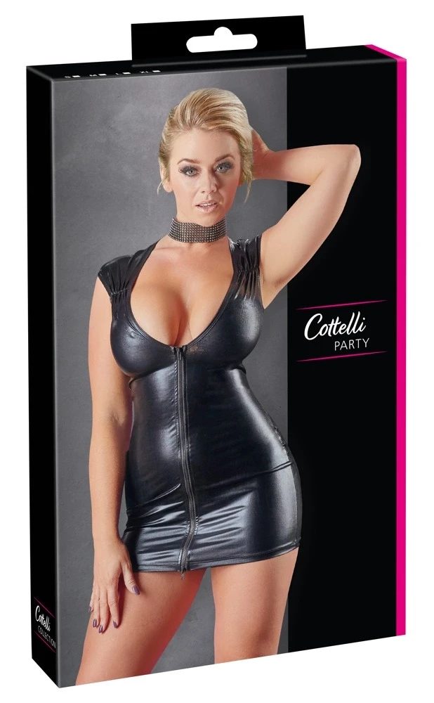 Cottelli Party Wet Look suknelė su XL užtrauktuku