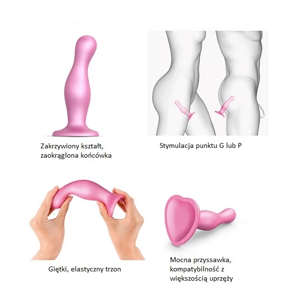 Rožinė Strap-On-Me - Dildo Plug Curvy Metallic Sugar Rožinė S