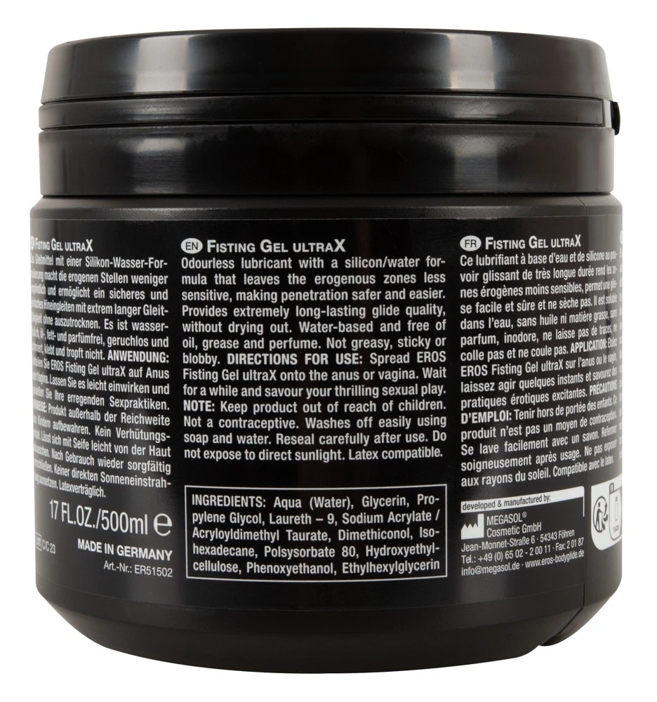 Eros Fisting Gel UltraX Silikono pagrindo lubrikantas, 500 ml