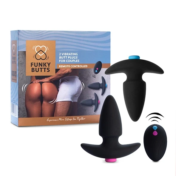 Feelz Toys FeelzToys – FunkyButts nuotoliniu būdu valdomas užpakalio kištukų rinkinys poroms